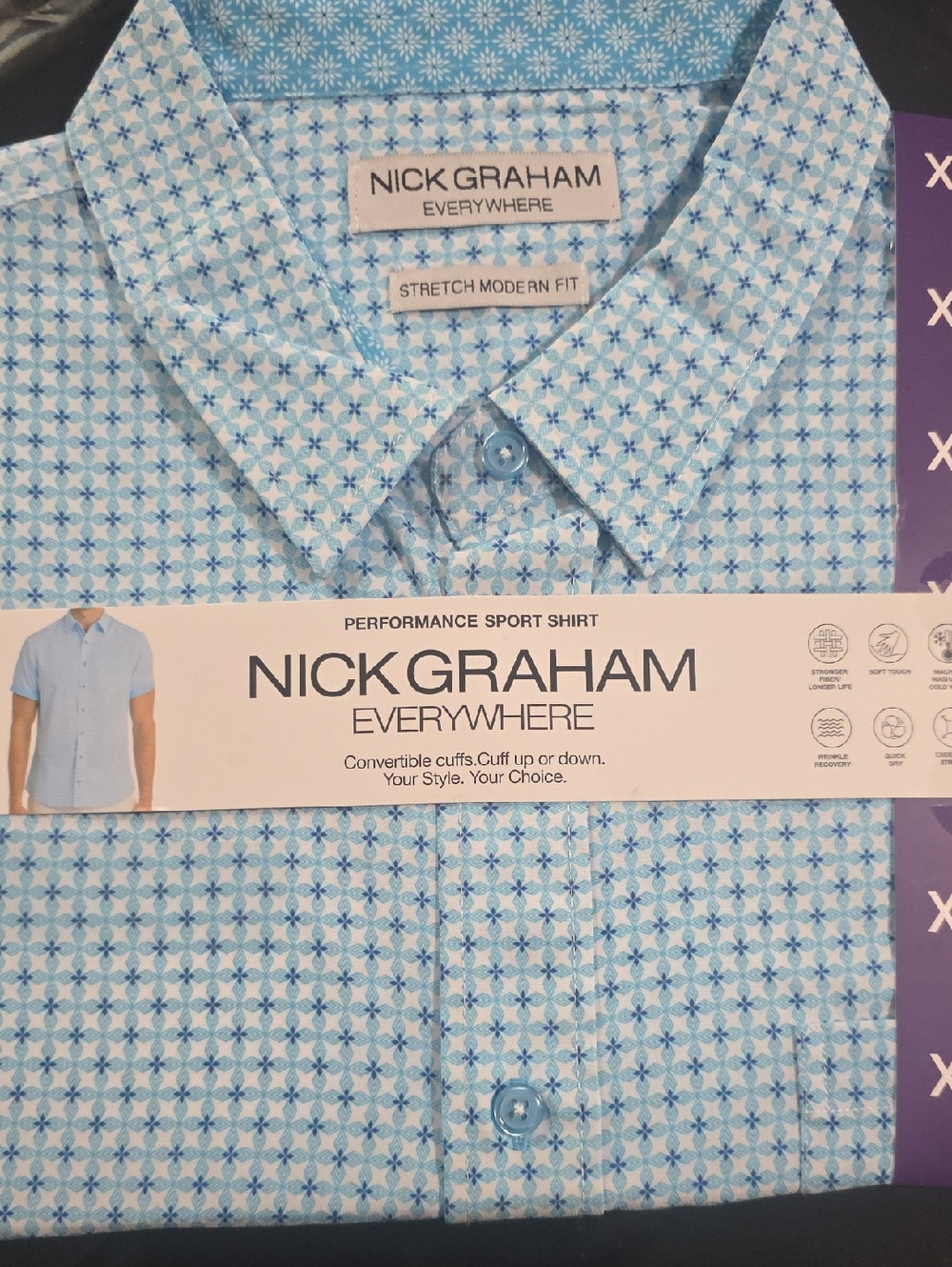 Nick Graham Everywhere Men’s Light Blue Performance Sport Shirt